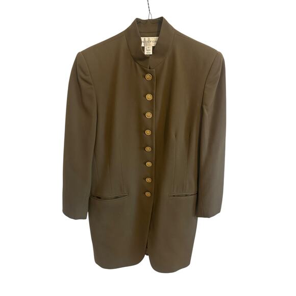 Jones New York Women's 10 Brown Gold Button Long Sleeve Collar Blazer - Picture 3 of 15